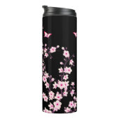 Bläserne Blüten Monogramm Schwarz Rosa Thermosbecher (Nach rechts gedreht)