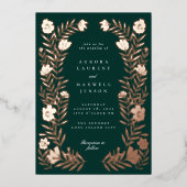 Bläserne botanische Rahmenhochzeit Folieneinladung (Vorderseite)