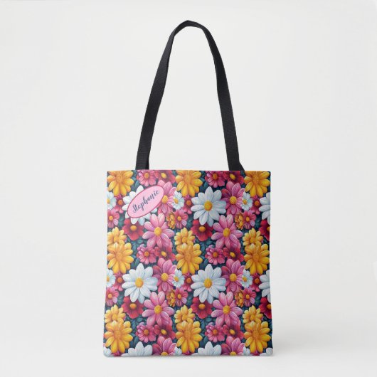 Bläserne Daisy Print Custom Totbeutel Tasche (Vorderseite)
