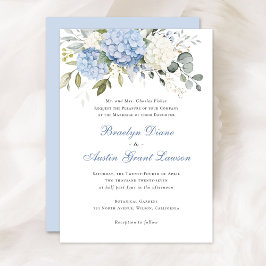 Bläserne Elegant Blue Hydrangea Grüne Hochzeit Einladung
