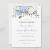Bläserne Elegant Blue Hydrangea Grüne Hochzeit Einladung (Vorderseite)