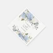 Bläserne Elegant Blue Hydrangea Grüne Hochzeit Serviette (Ecke)