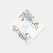 Bläserne Elegant Blue Hydrangea Grüne Hochzeit Serviette (Ecke)