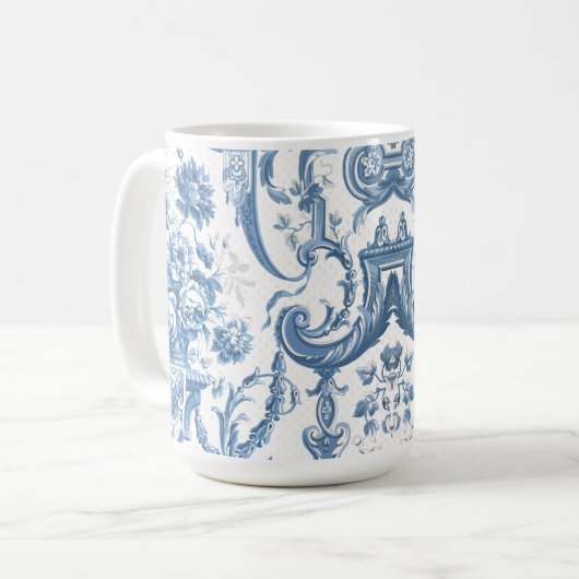 Bläserne Elegante Englische Hütte Blaues Land Kaffeetasse (Vorderseite Links)