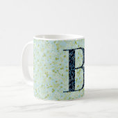Bläserne Elegante Klasse Monogram B blau mit einer Kaffeetasse (Vorderseite Links)