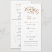 Bläserne Elegante Vintag Botanische Hochzeit Programm (Vorne/Hinten)