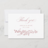 Bläserne Elegante Vintage, gravierte Blume Hochzei Dankeskarte (Vorderseite)
