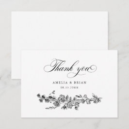 Bläserne Elegante Vintage, gravierte Blume Hochzei Dankeskarte