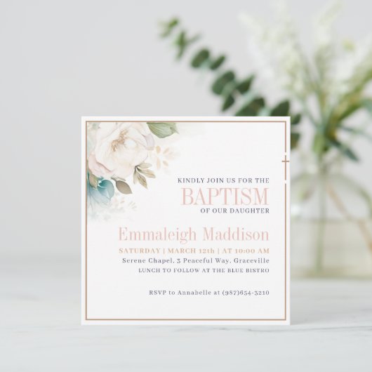 Bläserne Eleganz mit Taufe Einladung (Stehend Vorderseite)