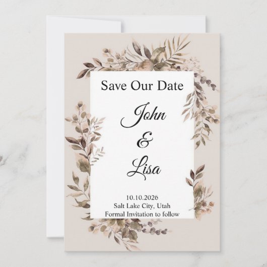 Bläserne Eleganz Save the Date Einladung (Vorderseite)