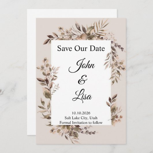 Bläserne Eleganz Save the Date Einladung (Vorne/Hinten)