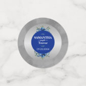 Bläserne Eleganz und metallische Silberblüten Konfetti (Klein Vorderseite)