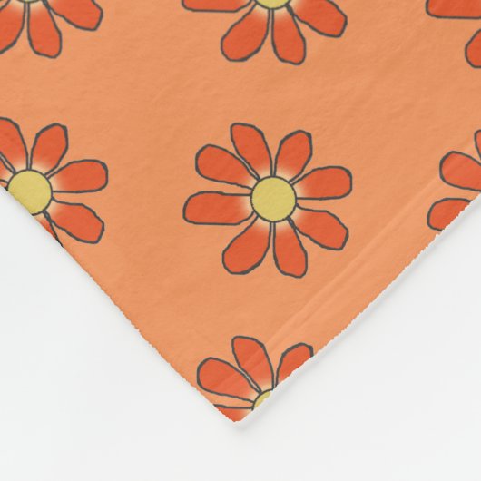 Bläserne, grafische rote Blume auf beliebiger Farb Fleecedecke (Ecke)