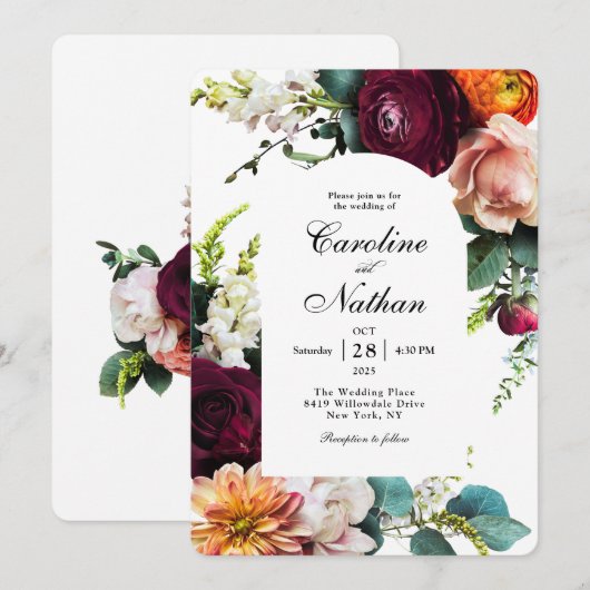 Bläserne Hochzeit mit frischem Fall Einladung (Vorne/Hinten)