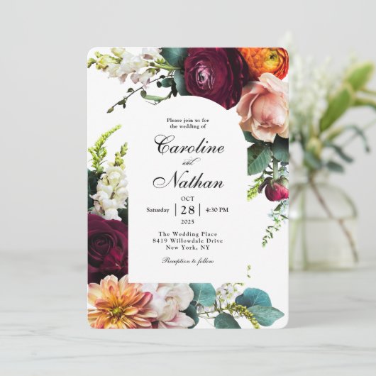 Bläserne Hochzeit mit frischem Fall Einladung (Stehend Vorderseite)