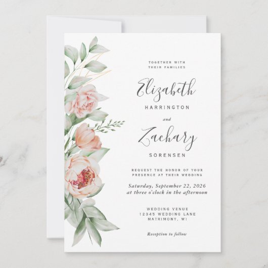 Bläserne Hochzeit mit Wasserfarben Einladung (Vorderseite)