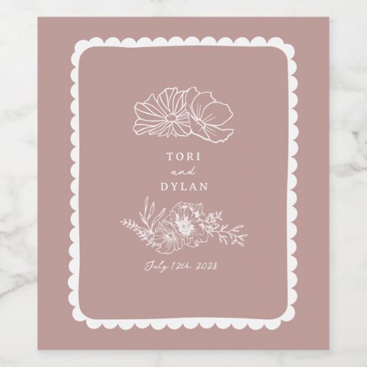 Bläserne Hochzeitsfeier an der Grenze Pink Weinetikett (Einzelnes Label)