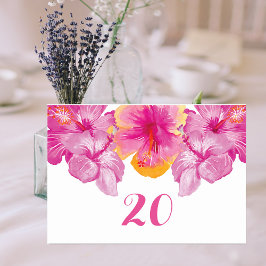 Bläserne Hochzeitskarte für gebürsteten Hibiskus Tischnummer