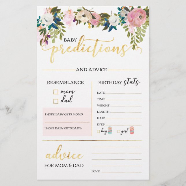 Bläserne Kinderdusche Vorhersagen Spiel (Vorderseite)