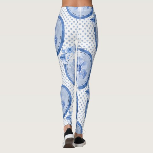 Bläserne Leggings - blaue Blume - Legierungsmuster (Rückseite)