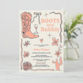 Bläserne Navy-Knallstiefel-Stiefel-Brautparty Einladung (Stehend Vorderseite)