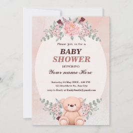 Bläserne Niedlich Bear Baby Dusche Einladungen für