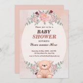 Bläserne Niedlich Bear Baby Dusche Einladungen für (Vorne/Hinten)