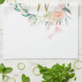 Bläserne Rose Gold Script Monogram Geschirrtuch (Gefaltet)