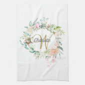 Bläserne Rose Gold Script Monogram Geschirrtuch (Vertikal)