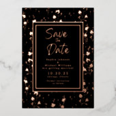 Bläserne Rose Goldfolie Save the Date Vorlage Foto (Vorderseite)