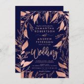 Bläserne Rose Goldtypografie Seeblick Einladung (Vorne/Hinten)