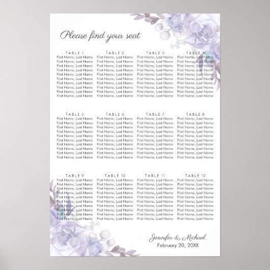 Bläserne Rose Lila Blätter Sitzdiagrammplakate Poster (Vorne)