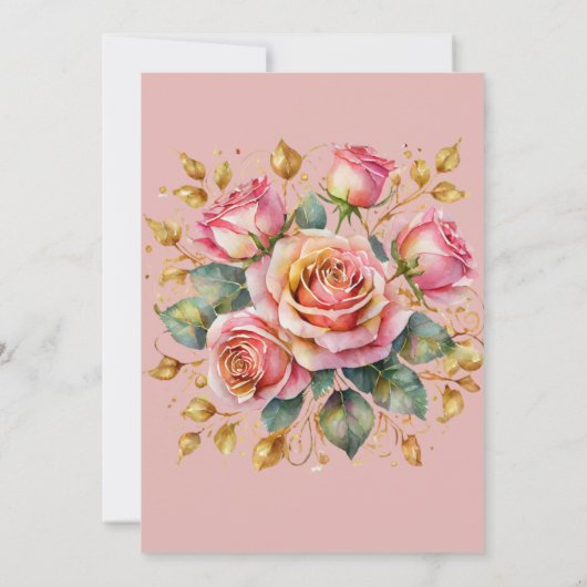 Bläserne Rose Pink Baby in Bloom Girl Babydusche Einladung (Rückseite)