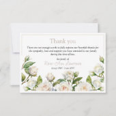 Bläserne Rosen, weißer Rosenrahmen, Beerdigung Dankeskarte (Vorderseite)