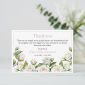 Bläserne Rosen, weißer Rosenrahmen, Beerdigung Dankeskarte (Stehend Vorderseite)