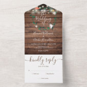 Bläserne Rustikale Holzstring Lights Monogram Wedd All In One Einladung (Innen Boden)