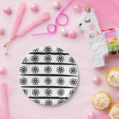 Bläserne schwarze und weiße Streifen Pappteller (Party)