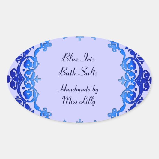 Bläserne Vintage Seife oder Farbmarkierungen Blau Ovaler Aufkleber (Vorderseite)
