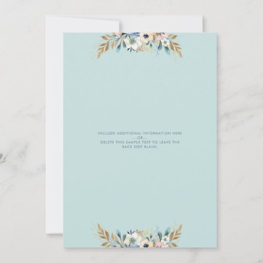 Bläserne Virtual Baby Dusche Navy Blue Aquamarin G Einladung (Rückseite)