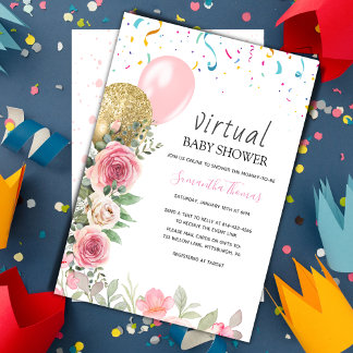 Bläserne virtuelle Babydusche Einladung