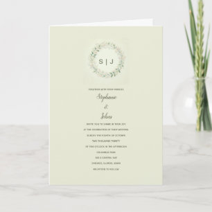 Bläserne Wappen Monogram Sage Green Beige Hochzeit Einladung