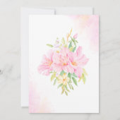 Bläserne Wasserfarbe Botanisches Rosa Kinderdusche Einladung (Rückseite)