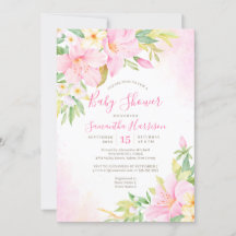 Bläserne Wasserfarbe Botanisches Rosa Kinderdusche