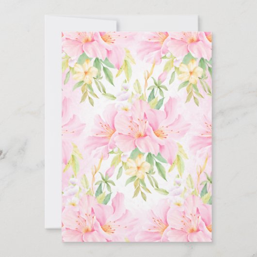 Bläserne Wasserfarbe Botanisches Rosa Kinderdusche Einladung (Rückseite)