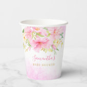 Bläserne Wasserfarbe Botanisches Rosa Kinderdusche Pappbecher (Rückseite)