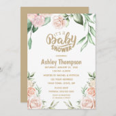 Bläserne Wasserfarbe Rosa Babydusche Einladung (Vorne/Hinten)