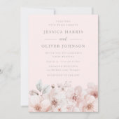 Bläserne Wasserfarbe Rosa Hochzeit Einladung (Vorderseite)