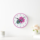 Bläserne Wildblume Abstrakte Illustrationswand Runde Wanduhr (Zuhause)