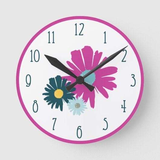 Bläserne Wildblume Abstrakte Illustrationswand Runde Wanduhr (Vorderseite)