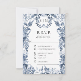 Bläserne Wildblume Blau und Weiß QR Hochzeit RSVP Karte